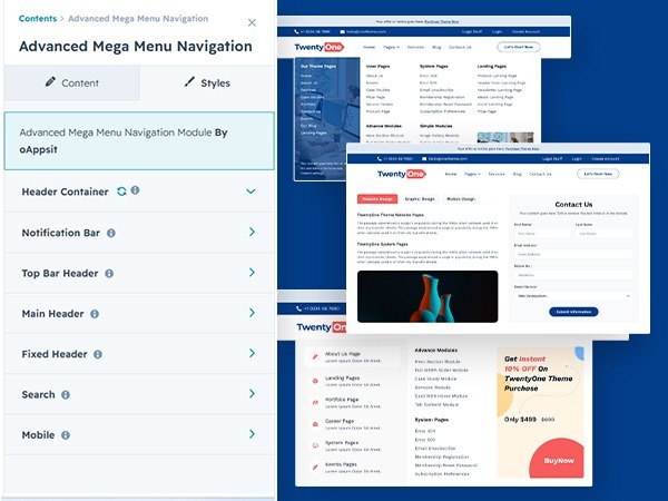 Complete Header & Navigation Control
