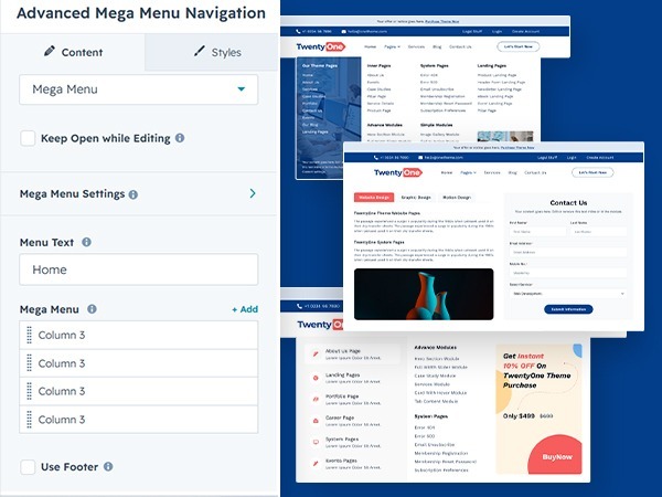Dynamic Multi-Column Mega Menu Builder